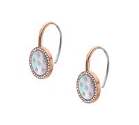 Fossil Orecchini Merrit JF04938791 – Acciaio inox, oro rosé/blu chiaro/argento – Donna