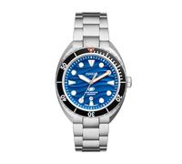 Fossil Breaker Orologio da uomo, movimento al quarzo con cinturino in acciaio o in pelle, Tono argento e blu