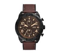 Fossil Orologio Bronson da uomo, Movimento cronografo al quarzo con cinturino in pelle o acciaio inossidabile, Marrone, 50 mm