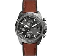 Fossil Orologio Bronson da uomo, Movimento cronografo al quarzo con cinturino in pelle o acciaio inossidabile, Marrone E Grigio, 44 mm