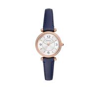 Fossil Orologio Carlie da donna, Movimento al quarzo a tre lancette con cinturino in pelle, Oro Rosa E Blu