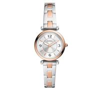 Fossil Orologio Carlie da donna, Movimento al quarzo a tre lancette in tonalità argento con cinturino in acciaio inossidabile, Oro rosa e argento, 28 mm