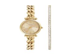 Fossil Carlie Orologio per donna, movimento al quarzo con cinturino in acciaio o in pelle, Oro seppia