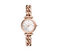 Fossil Orologio Carlie da donna, Movimento al quarzo a tre lancette in tonalità oro rosa con cinturino in acciaio inossidabile, Oro rosa e bianco perlato, 28 mm
