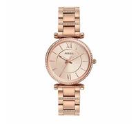 Fossil Carlie Orologio per donna, movimento al quarzo con cinturino in acciaio o in pelle, Tono oro rosa con glitter