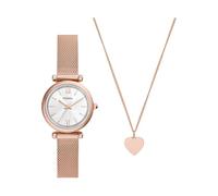 Fossil Orologio Carlie da donna, Movimento al quarzo a tre lancette in tonalità oro rosa con cinturino in acciaio inossidabile, Set di toni oro rosa, 28 mm