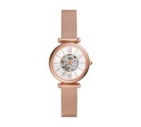 Fossil Carlie Mini Automatic Orologio da donna, movimento automatico, cassa in acciaio inossidabile oro rosa da 28 mm con bracciale a maglie in acciaio inossidabile, ME3188