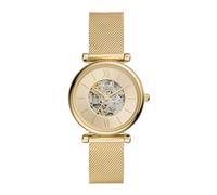 Fossil Orologio Carlie per donna, Movimento automatico con cinturino in acciaio inossidabile o in pelle, Tono Oro, 35 mm