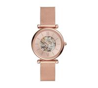 Fossil Orologio Carlie per donna, Movimento automatico con cinturino in acciaio inossidabile o in pelle, Tono oro rosa, 35 mm