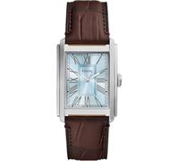 FOSSIL Orologio Carraway da uomo, Movimento al quarzo a tre lancette con cinturino in pelle o acciaio inossidabile, 30 mm, Marrone scuro e blu perla