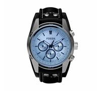 Fossil Orologio Coachman da uomo, movimento cronografo al quarzo, cassa in acciaio inossidabile argentato da 45 mm con cinturino in vera pelle, CH2564, Blu