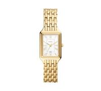Fossil Orologio da donna Racquel al quarzo rettangolare cinturino in acciaio inossidabile o pelle, oro, One Size, Raquel ES5220 - Orologio a 3 lancette con data