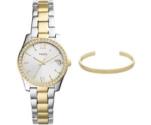 Fossil orologio da donna Scarlette Mini in acciaio inossidabile bicolore e bracciale Harlow color oro, set