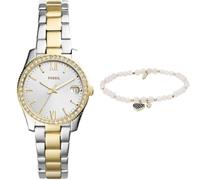 Fossil orologio da donna Scarlette Mini in acciaio inossidabile bicolore e bracciale semiprezioso rosa, set