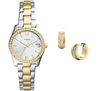 Fossil orologio da donna Scarlette Mini in acciaio inossidabile bicolore e orecchini Harlow color oro, set