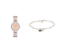 Fossil orologio da donna Virginia in acciaio inossidabile bicolore e bracciale semiprezioso rosa, set