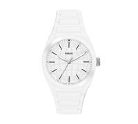 Fossil Orologio da uomo Everett a tre lancette in silicone bianco