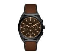 Fossil Orologio da uomo Everett cronografo in pelle marrone, Marrone