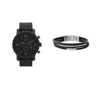 Fossil orologio da uomo Nate in pelle nera e bracciale Townsman, set