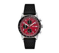 Fossil Orologio da uomo Sport Tourer cronografo in pelle nera, nero