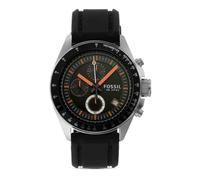 Fossil Orologio Decker da uomo, movimento cronografo al quarzo, cassa in acciaio inossidabile silver da 44 mm con cinturino in silicone, CH2647, Nero e grigio