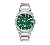 FOSSIL Orologio Everett da uomo, Movimento al quarzo con data a tre lancette e cinturino in pelle o acciaio inossidabile, 42 mm, Verde scuro