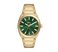FOSSIL Orologio Everett da uomo, Movimento al quarzo con data a tre lancette e cinturino in pelle o acciaio inossidabile, 42 mm, Verde freddo