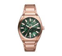 Fossil Orologio Everett da uomo, Movimento al quarzo con data a tre lancette e cinturino in pelle o acciaio inossidabile, 42 mm, Verde smeraldo