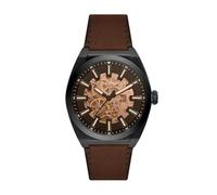 FOSSIL Orologio Everett da uomo, Movimento automatico a tre lancette con cinturino in acciaio inossidabile o in pelle, 42 mm, Marrone