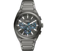 FOSSIL Orologio Everett da uomo, Movimento cronografo al quarzo con cinturino in acciaio inossidabile o in pelle, 44 mm, Grigio scuro