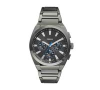 Fossil Everett orologio per uomo, movimento cronografo, con cinturino in acciaio o in pelle, 42 mm, Grigio Argento