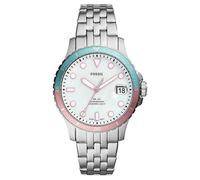 Fossil Orologio FB-01 da donna, movimento al quarzo a tre lancette con cinturino in ceramica o acciaio inossidabile, Tono argento e bianco