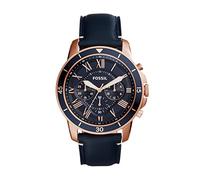 Orologio Uomo FOSSIL GRANT FS5237 Chrono Vera Pelle Blu Rosè