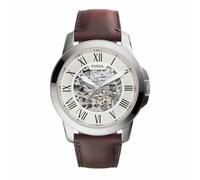 Fossil Orologio Grant da uomo, movimento meccanico automatico, cassa in acciaio inossidabile argento da 45 mm con cinturino in pelle, ME3099