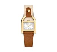 Fossil Harwell Orologio per donna, Movimento al quarzo con cinturino in acciaio inossiperbile o in pelle, Marrone e bianco