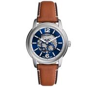 FOSSIL Orologio Heritage da uomo, Movimento automatico con cinturino in acciaio inossidabile o in pelle, 43 mm, Marrone e blu