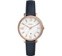FOSSIL Orologio Jacqueline da donna, Movimento al quarzo a tre lancette con cinturino in pelle, Glitter blu e bianco