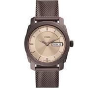 Fossil Orologio Machine da uomo, movimento al quarzo con data a tre lancette e cinturino in pelle o acciaio inossidabile, 42 mm, Marrone scuro