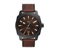Fossil Orologio Machine da uomo, movimento al quarzo, cassa in acciaio inossidabile nera da 49 mm con cinturino in pelle Pro-Planet, FS5972, Marrone e nero