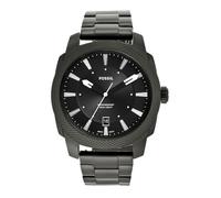 Fossil Orologio Machine da uomo, movimento al quarzo con data a tre lancette e cinturino in pelle o acciaio inossidabile, 49 mm, Nero e grigio scuro