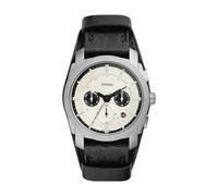 Fossil Orologio Machine da uomo, movimento cronografo al quarzo da 42 mm con cinturino in acciaio inossidabile o in pelle, 42 mm, Nero e argento