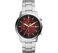 Fossil Orologio Minimalist Chrono da uomo, movimento cronografo, cassa 42 mm in acciaio inossidabile con bracciale in acciaio inossidabile, FS5887, Tono argento e marrone