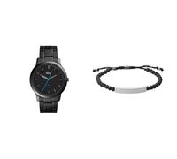 FOSSIL orologio minimalist da uomo in acciaio inossidabile nero e bracciale semiprezioso Ellis, set