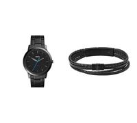FOSSIL orologio minimalist da uomo in acciaio inossidabile nero e bracciale Townsman, set