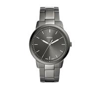 Fossil Orologio Minimalista da Uomo, movimento al quarzo a tre lancette con cinturino in acciaio inossidabile o in pelle, 44 mm, Grigio scuro