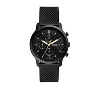 Fossil Orologio Minimalist da uomo, movimento cronografo, cassa 42 mm in acciaio inossidabile nero con bracciale a maglie in acciaio inossidabile, FS5943, Nero e oro