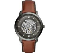 Fossil Orologio Neutra Auto da uomo, movimento meccanico automatico, cassa in acciaio inossidabile fumé da 44 mm e cinturino in pelle, ME3161, Grigio scuro e marrone scuro