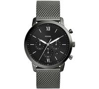 FOSSIL Orologio Neutra Chrono da uomo, movimento cronografo, cassa in acciaio inossidabile fumé da 44 mm con bracciale a maglie in acciaio inossidabile, FS5699, Grigio scuro e nero