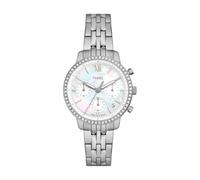 Fossil Neutra Orologio per donna, movimento cronografo con cinturino in acciaio inossiperbile o in pelle, Argento chiaro