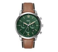 Fossil Orologio Neutra da uomo, movimento al quarzo, cassa in acciaio inossidabile marrone da 44 mm e cinturino in pelle ProPlanet, FS5963, Verde e marrone
